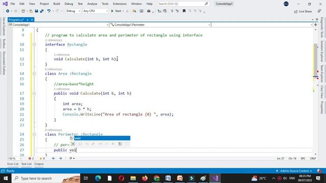 Program to calculate Area and Perimeter of Rectangle Using Interface With C# смотреть онлайн