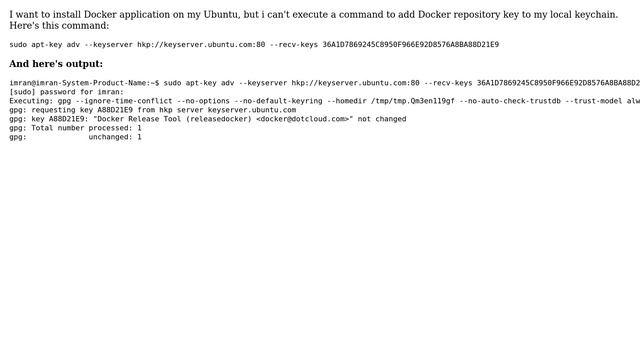 Ubuntu: Unable to add repository key to local keychain смотреть онлайн