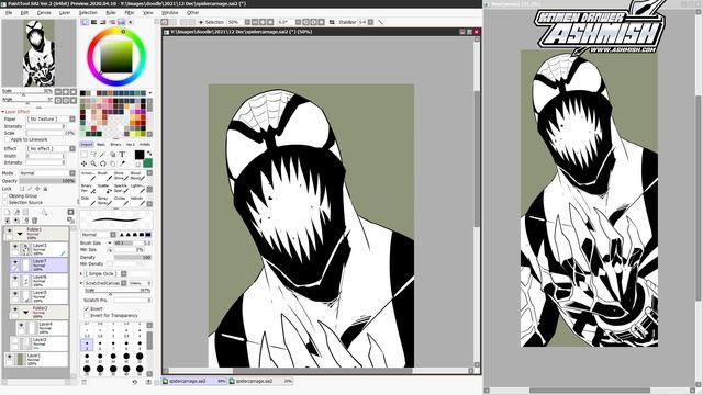 10 Minutes Drawing Spider-Man Spider-Carnage in Paint Tool Sai 2 смотреть онлайн
