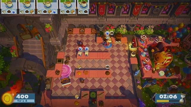 Overcooked ! All You Can Eat Birthday Party Level 1-3. 4 Stars (2 Players Co-op)