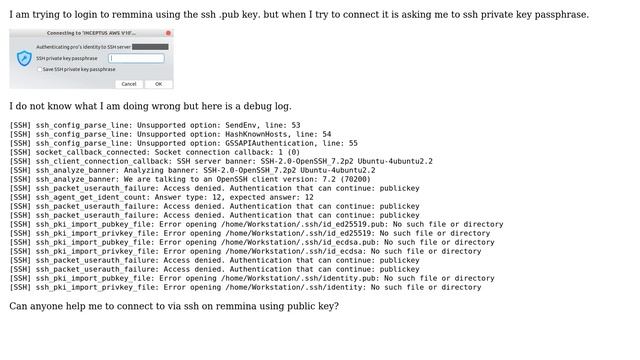 Unix & Linux: SSH Connection on Remmina using AWS public key смотреть онлайн