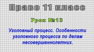 Право 11 класс (Урок№13 - Уголовный процесс. Особенности процесса по делам несовершеннолетних.)