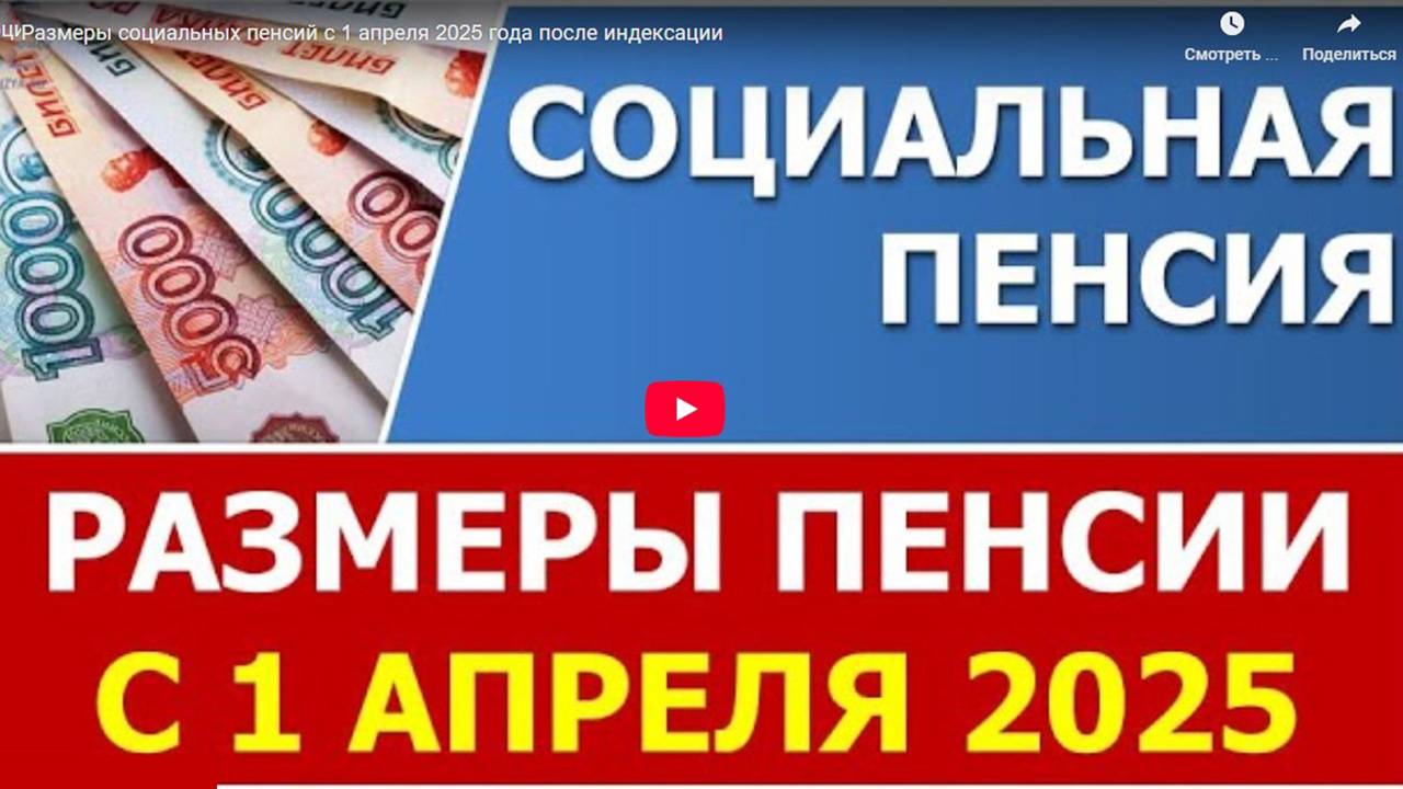 Размеры Социальных Пенсий с 1 апреля 2025 года после индексации смотреть онлайн