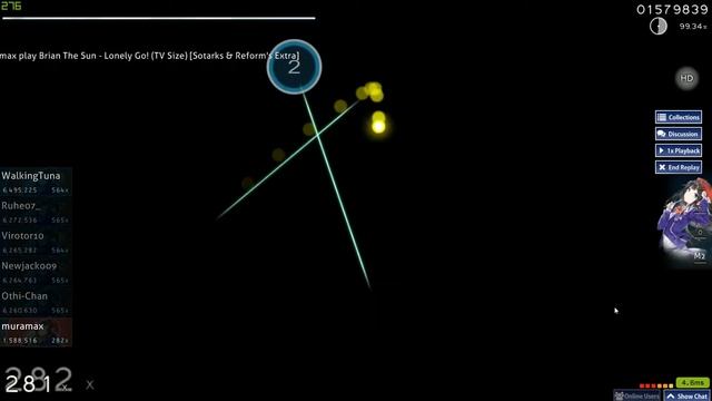 Osu! Lonely Go! (TV Size) - Brian The Sun 6.07* (HD) смотреть онлайн