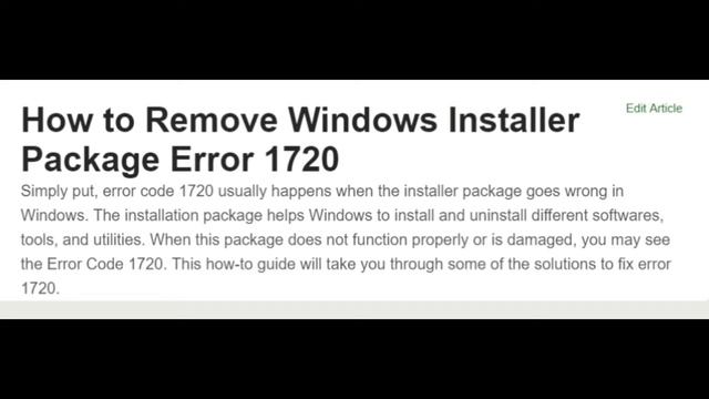 How to Remove Windows Installer Package Error 1720 Easy Method!! смотреть онлайн