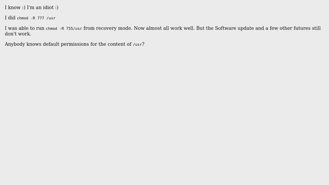 Ubuntu: How to fix chmod -R 777 /usr? смотреть онлайн