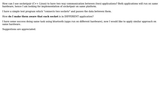 Unix & Linux: How can I use socketpair to have two way communication between applications? смотреть онлайн
