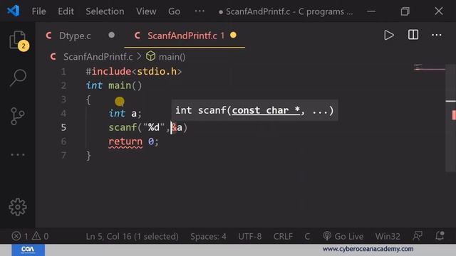 Input & Output : Scanf and Printf in C | Cyber Ocean Academy! смотреть онлайн
