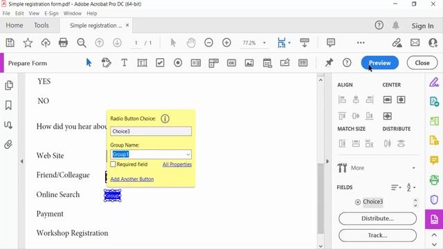 How to set conditional radio buttons in fillable pdf form with Adobe Acrobat Pro DC смотреть онлайн