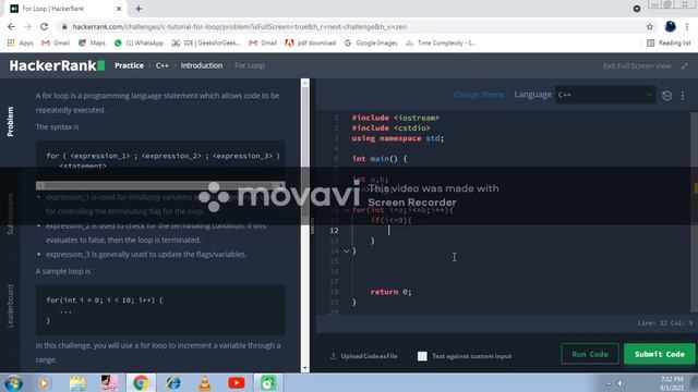 for loop in hackerrank in c++ смотреть онлайн