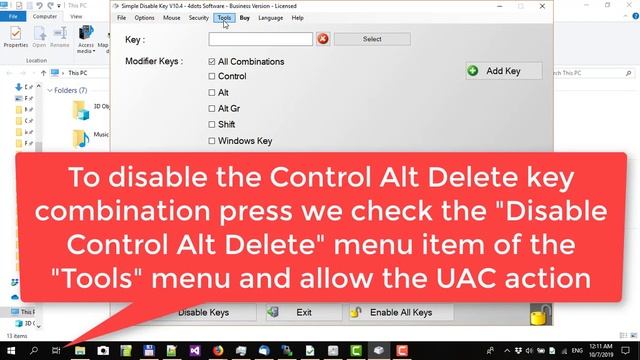 How to disable Control Alt Delete key combination press with Simple Disable Key смотреть онлайн