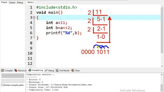 Bitwise Left Shift Operator Example смотреть онлайн