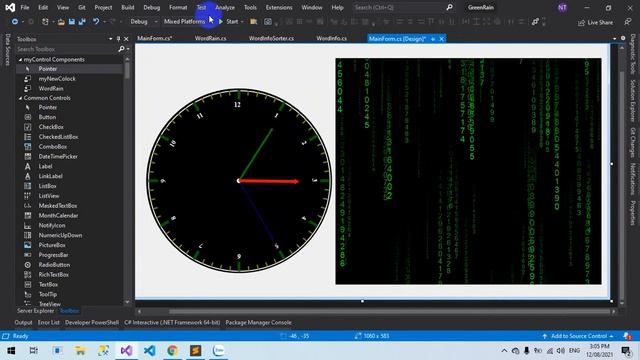 [C#] Source code Clock and Matrix Rain in Winform Control смотреть онлайн