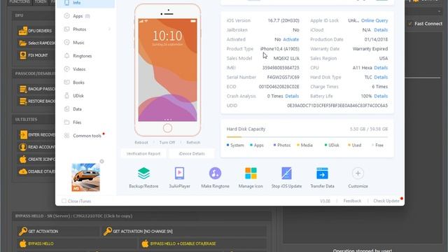 iPhone 8 iCloud bypass Disable Passcode by Unlock Tool iso 16 7 7 смотреть онлайн
