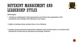 Principles of Management and Leadership: Different Management and Leadership styles. (Lecture 01)