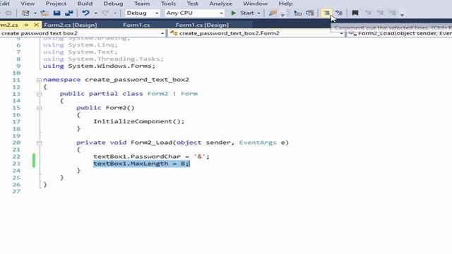 C#: Create Password Text and determine maximum numbers of characters the user can type into textbox смотреть онлайн