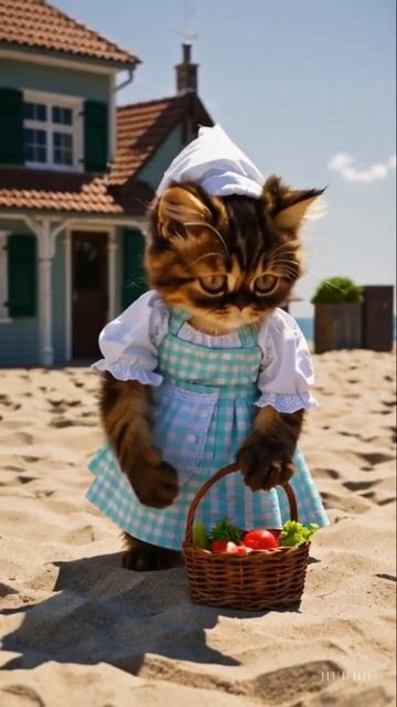 Un chat en pleine course vers la maison sur la plage смотреть онлайн