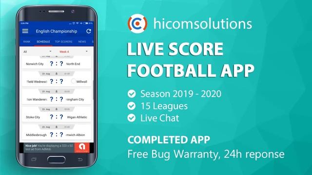 Android Demo - Live Score Football Mobile App Template, Script, Source Code for Sale смотреть онлайн