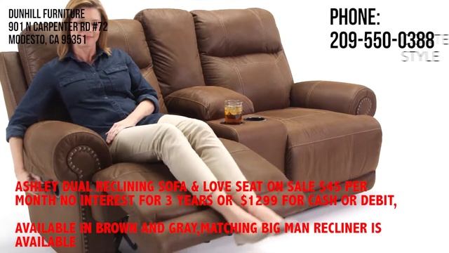 ASHLEY DUAL RECLINING SOFA & LOVE SEAT ON SALE $45 PER MONTH NO INTEREST FOR 3 YEARS OR $1299 смотреть онлайн