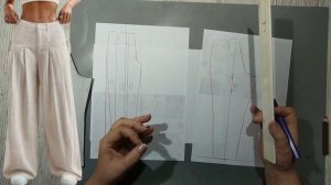 Моделирование. Брюки с подрезным карманом со складками. Секреты складок. Выкройка № 1661.