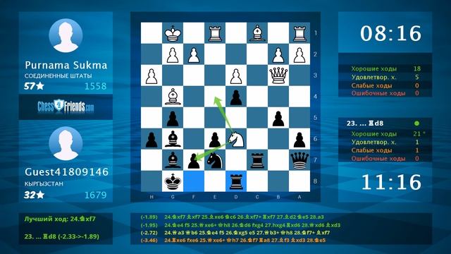 Chess Game Analysis: Purnama Sukma - Guest41809146 : 0-1 (By ChessFriends.com) смотреть онлайн