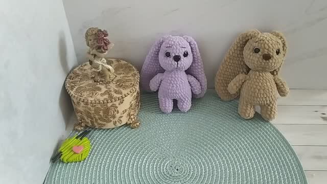 Оформление мордочки вязаным зайкам. Утяжка и вышивка смотреть онлайн