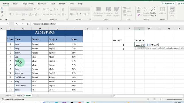 How to use countif & countifs in MS Excel || Office 365 | AIMSPRO смотреть онлайн