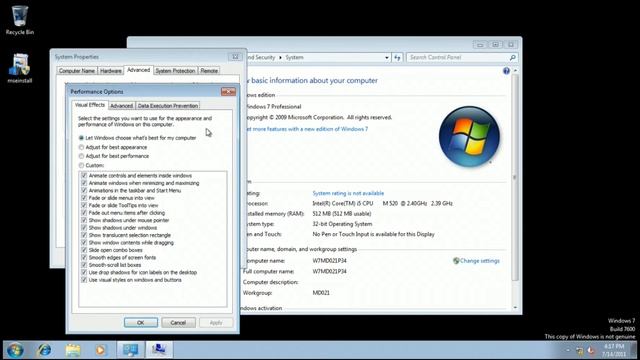 Adjusting Windows 7 Performance Settings смотреть онлайн