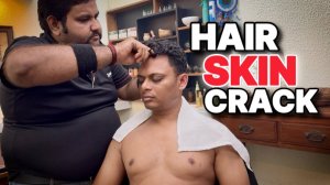 Shambhoo Barber 💈 Head & Body Massage With Smoky Oil ｜ Hair , Skin Cracking #indianbarber #ASMR