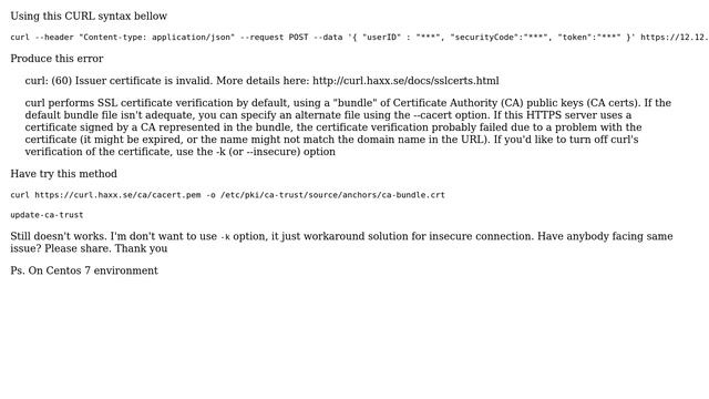 DevOps & SysAdmins: Centos 7 CURL issuer certificate invalid смотреть онлайн