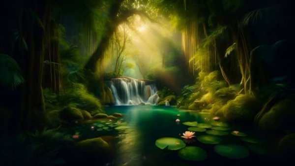🎶 Tropical Rainforest Tranquility _ Soothing Waterfall for Deep Relaxation