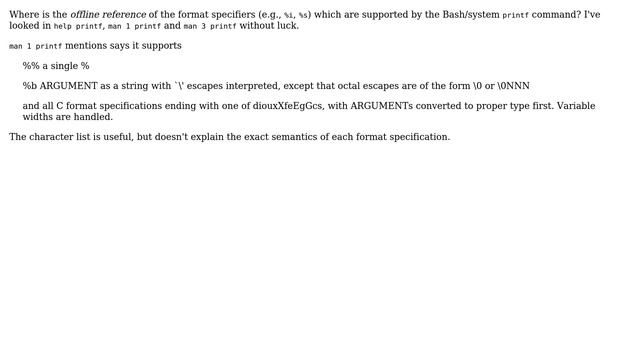 Unix & Linux: Where to find printf formatting reference? смотреть онлайн