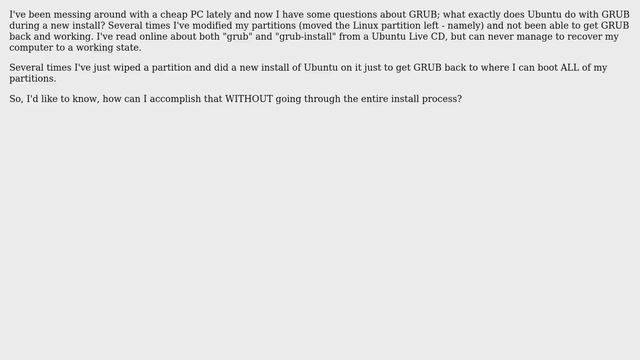 What does Ubuntu Linux do with GRUB during a new installation? смотреть онлайн