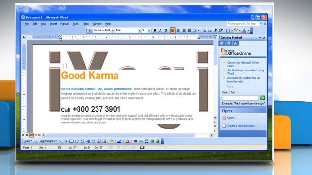 Microsoft® Word 2003: Move WordArt Object in front of text or behind text on Windows® XP смотреть онлайн