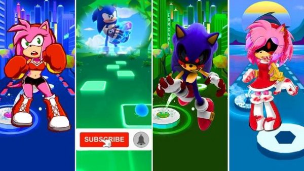 Amy Rose vs Sonic vs Sonic EXE vs Amy EXE || Tiles Hop EDM Rush
