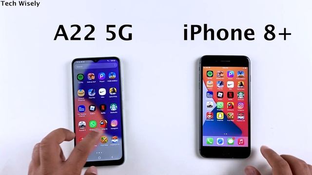 SAMSUNG A22 5G vs iPhone 8 Plus Speed Test & Ram Management смотреть онлайн