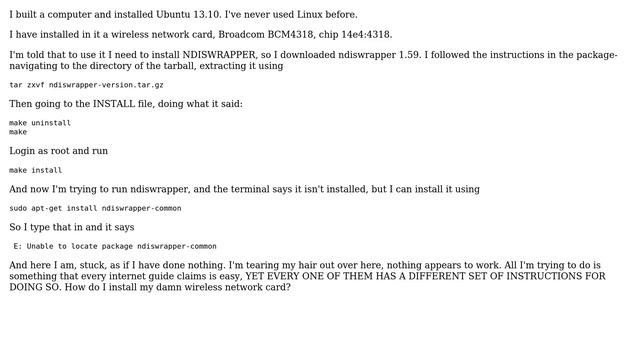 Ubuntu: I can't install NDISWRAPPER смотреть онлайн