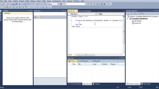 Visual Studio - VB.net - Hello World смотреть онлайн