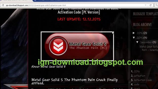 Metal Gear Solid 5 The Phantom Pain KEYGEN смотреть онлайн
