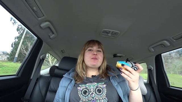 Mukbang. I eat a donut and drink coffee in the car. смотреть онлайн