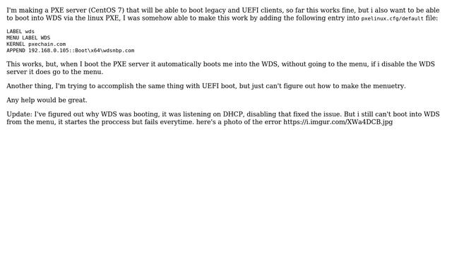UEFI & legacy PXE chain to WDS смотреть онлайн