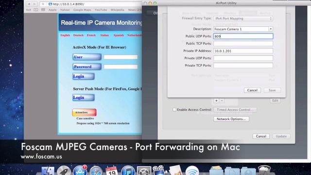 Foscam MJPEG Cameras - Port Forwarding on Mac смотреть онлайн