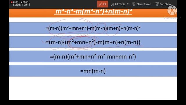 Factorise: m³-n³- m(m²-n²) + n(m-n)² 🐱 смотреть онлайн