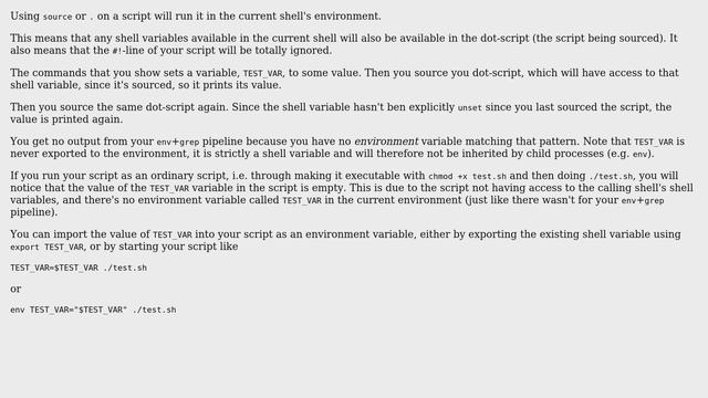 Unix & Linux: Rationale behind persistent env variables between consecutive usages of source смотреть онлайн