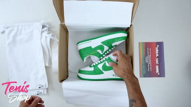Louis Vuitton Nike Air Force 1 Low By Virgil Abloh "White Green" - UA Review смотреть онлайн