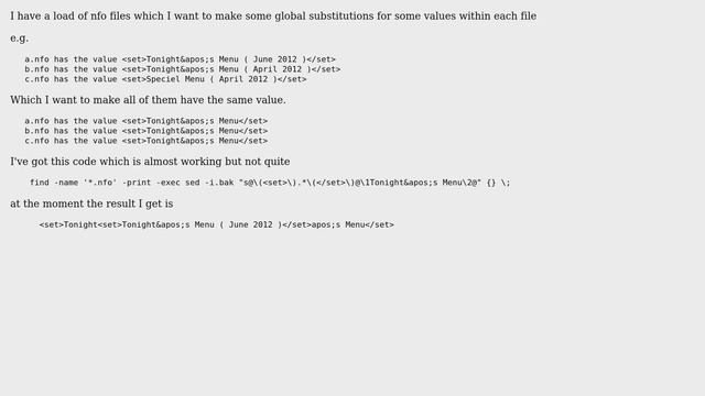 Sed: search and replace a patten with special characters which has a arbitrary string in between смотреть онлайн