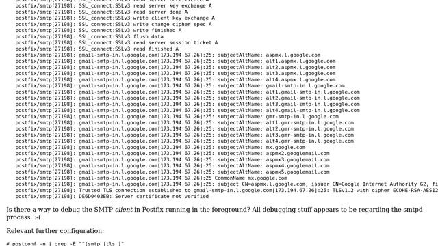 Postfix SMTP client not verifying against system-wide CA certs with tls_append_default_CA смотреть онлайн