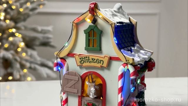 Домик 'Жилище Блитцена - оленя Санты', полистоун, свет, 13 см, 44334-lemax