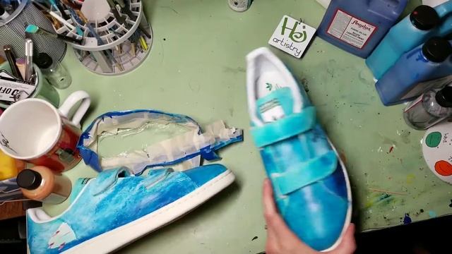Painting Adidas Stan Smith Ocean Surf Shoes themed смотреть онлайн