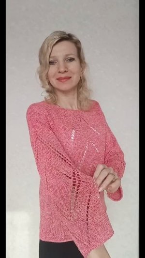 Шикарный льняной джемпер "Коралл" #вязанаяодежда #knitting#вязаниеспицами